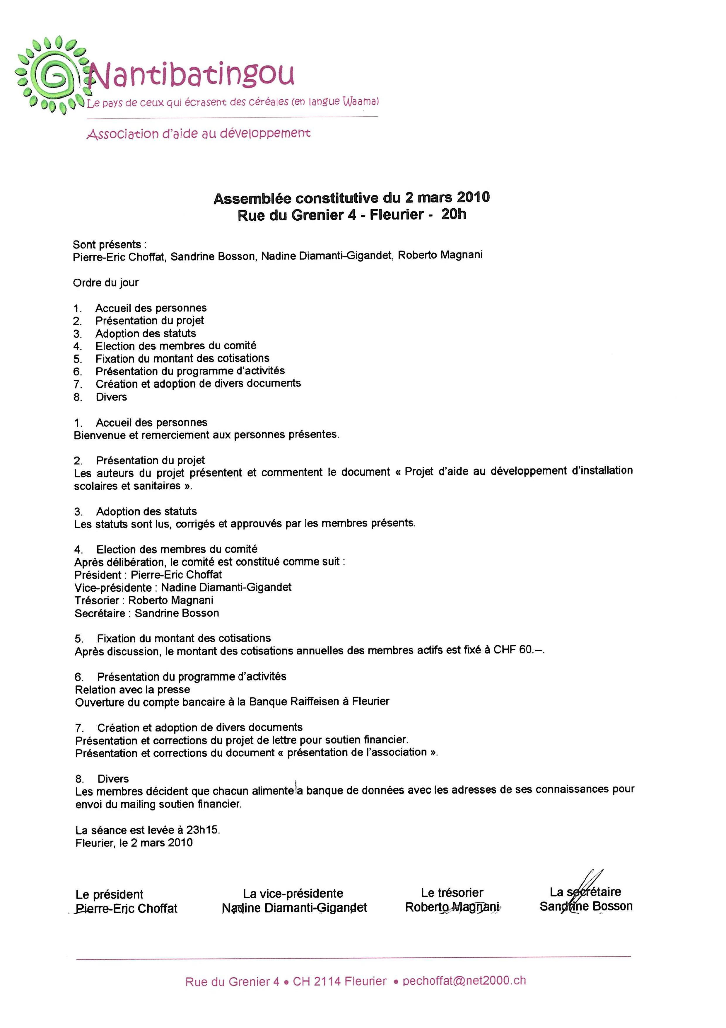 PV Assemblée constitutive